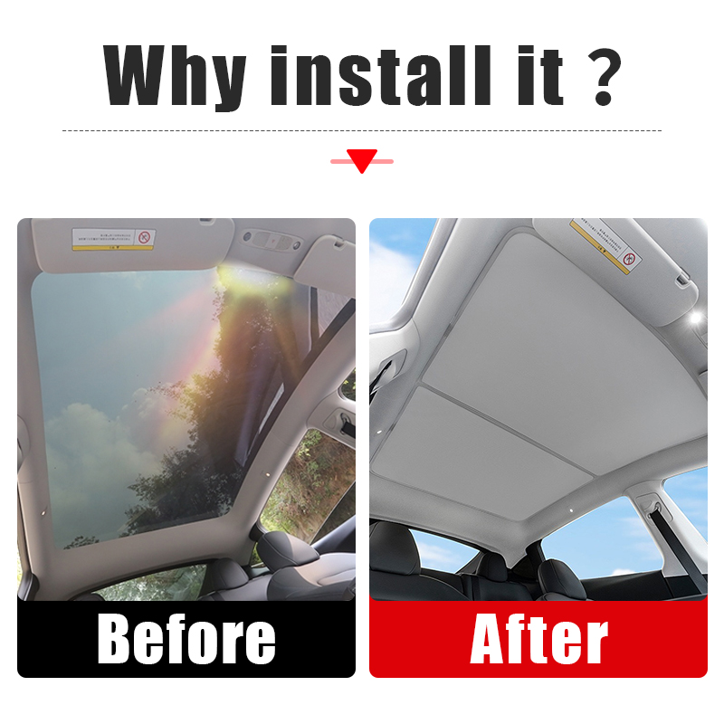 Car Sunroof Accessories For Tesla Model 3 Y 2021 2022 2023 Shade Net Roof Skylight Shades Protector Sunshade Sun Visor Sun Shade