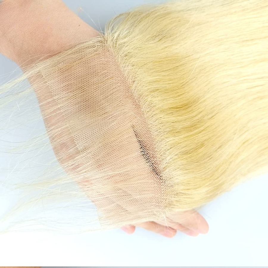 613 Honey Blonde 4x4 Lace Closure Straight Human Hair Closure Pre-Plucked Brazilian Virgin Hair Natural Hairline