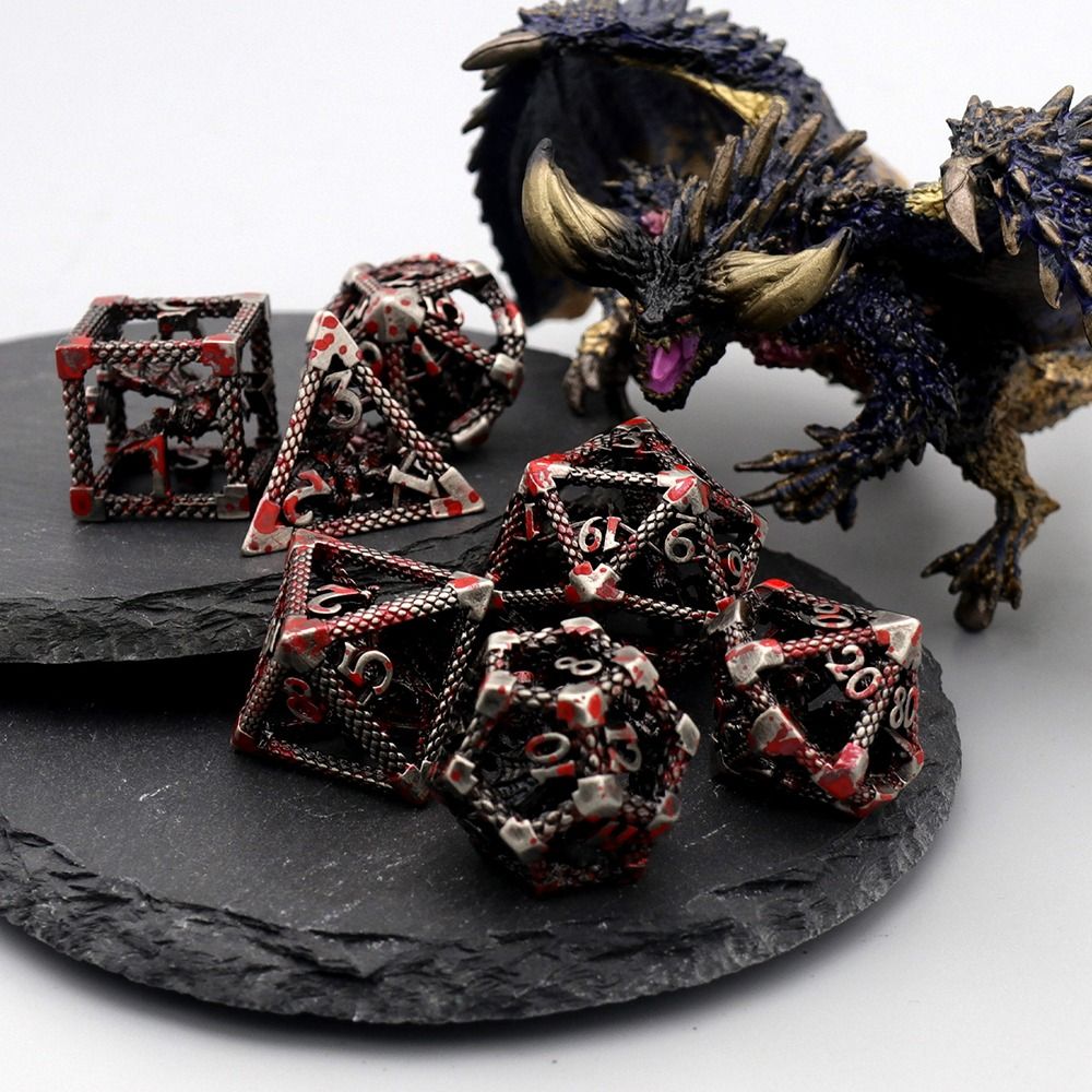 Accessories Gift Playing Game For Dnd for Dungeons And Dragons Role Game Dice D20 D12 D8 D6 Metal Dice Set Hollow Metal