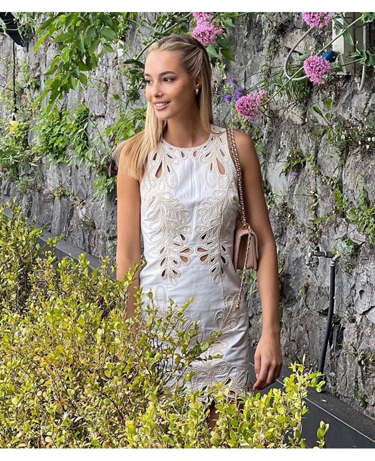 maje Skirt Dress Hollow embroidery Women's two piece dress brand sets designer dress Bohemian dress new women dress Holiday style knitted tank to