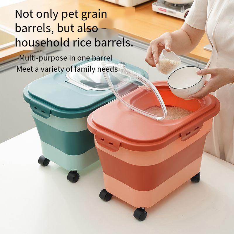 33LB Collapsible Dog Folding Airtight Pet Cat Food Container with Lids Sealing Kitchen Rice Storage Boxes