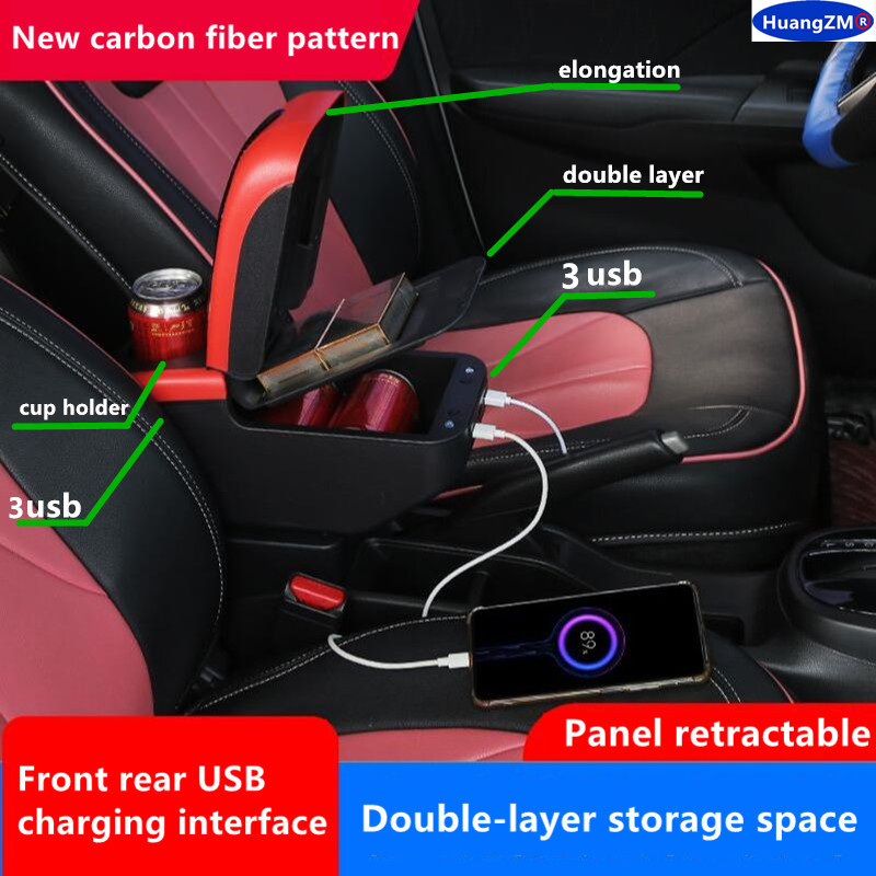 For Fiat Grande Punto Armrest Box for Fiat Punto Car Armrest Box Central Storage Box Interior Retrofit Car Accessories