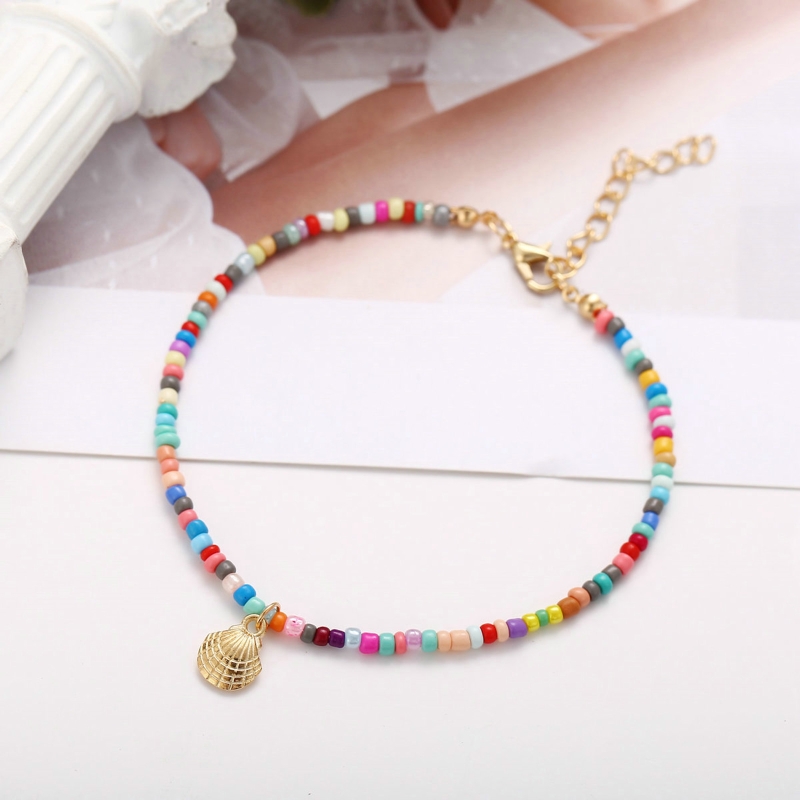 KIKI Small Beaded Anklets Handmade Boho Colorful Beads Ankle Bracelets Adjustable Foot Anklet Anklets for Women Girls