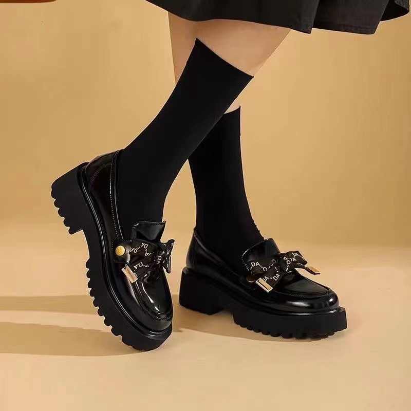 British Style Women's Loafers High Quality Leather Mary Janes Shoes Retro Round Toe Lolita Platform Shoes Slip On Flats