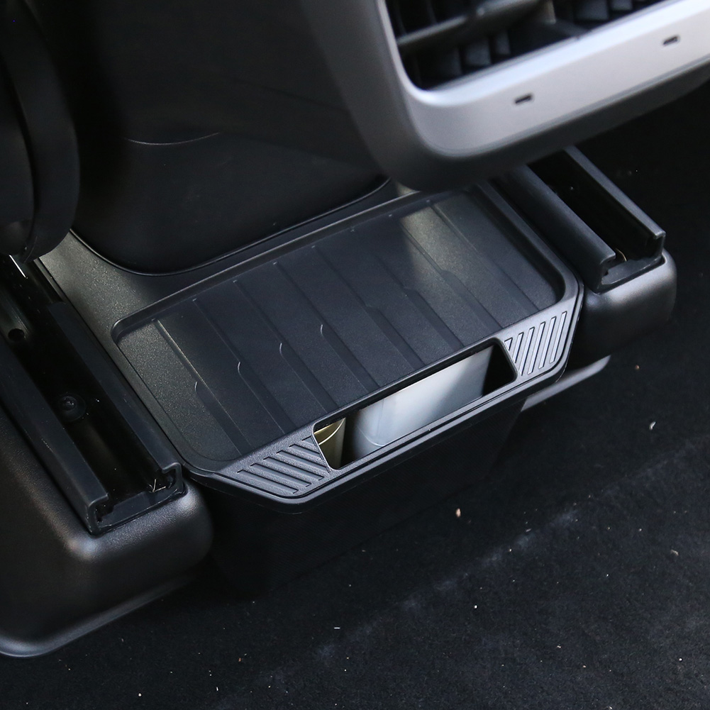 For Tesla Model Y Rear Center Console Storage Box TPE Large Capacity Car Console Tray Case with Cover Center Console Organizer