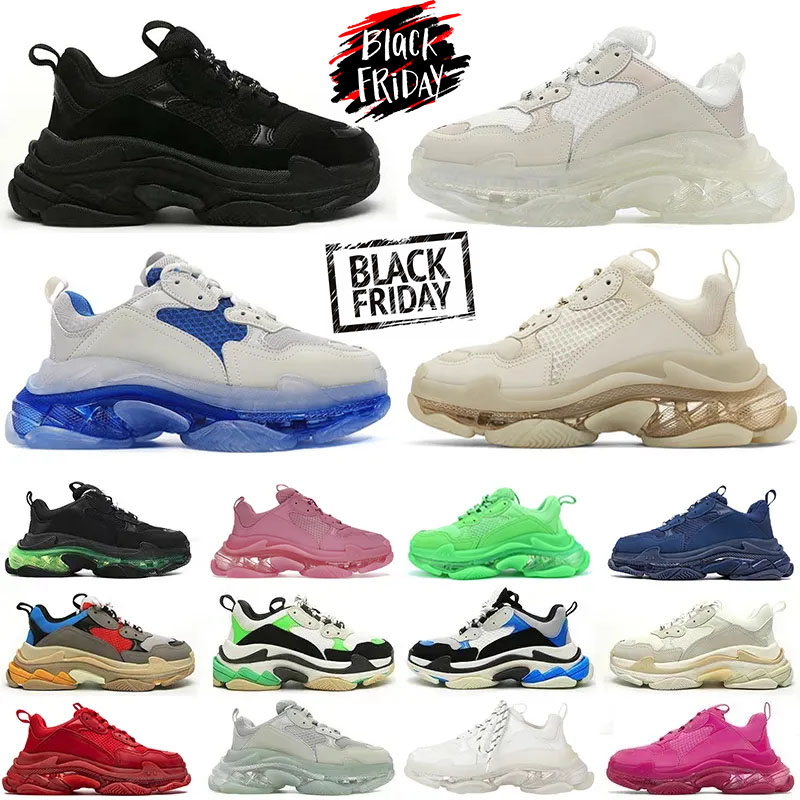 designer 17fw triple s men women casual shoes sneakers platform tan clear sole black white grey red pink blue royal neon green mens trainers sports sneaker shoe 3645