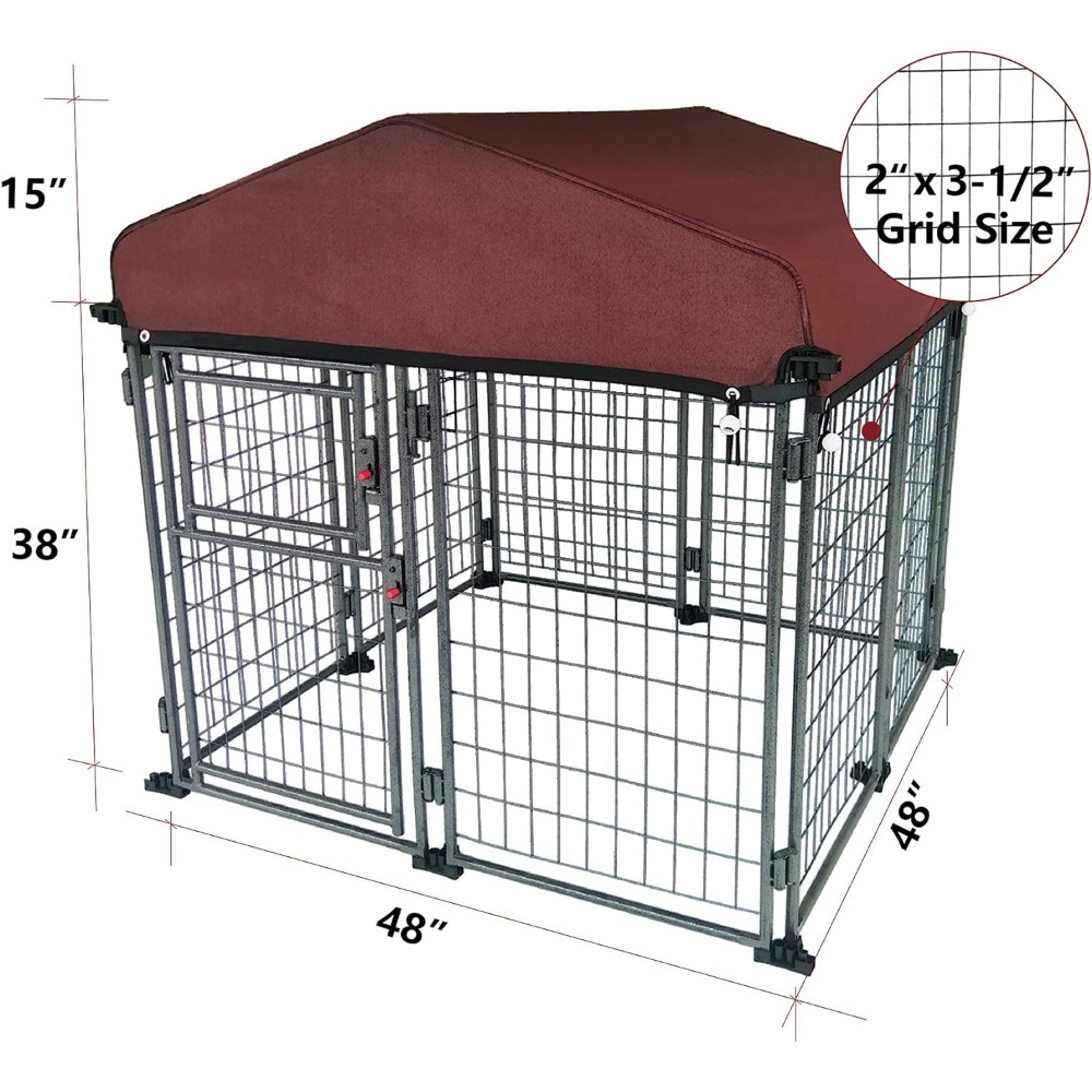 Outdoor kennel with roof cover (4.5') dog house is easy to assemble Weatherproof large kennel for indoor dogs