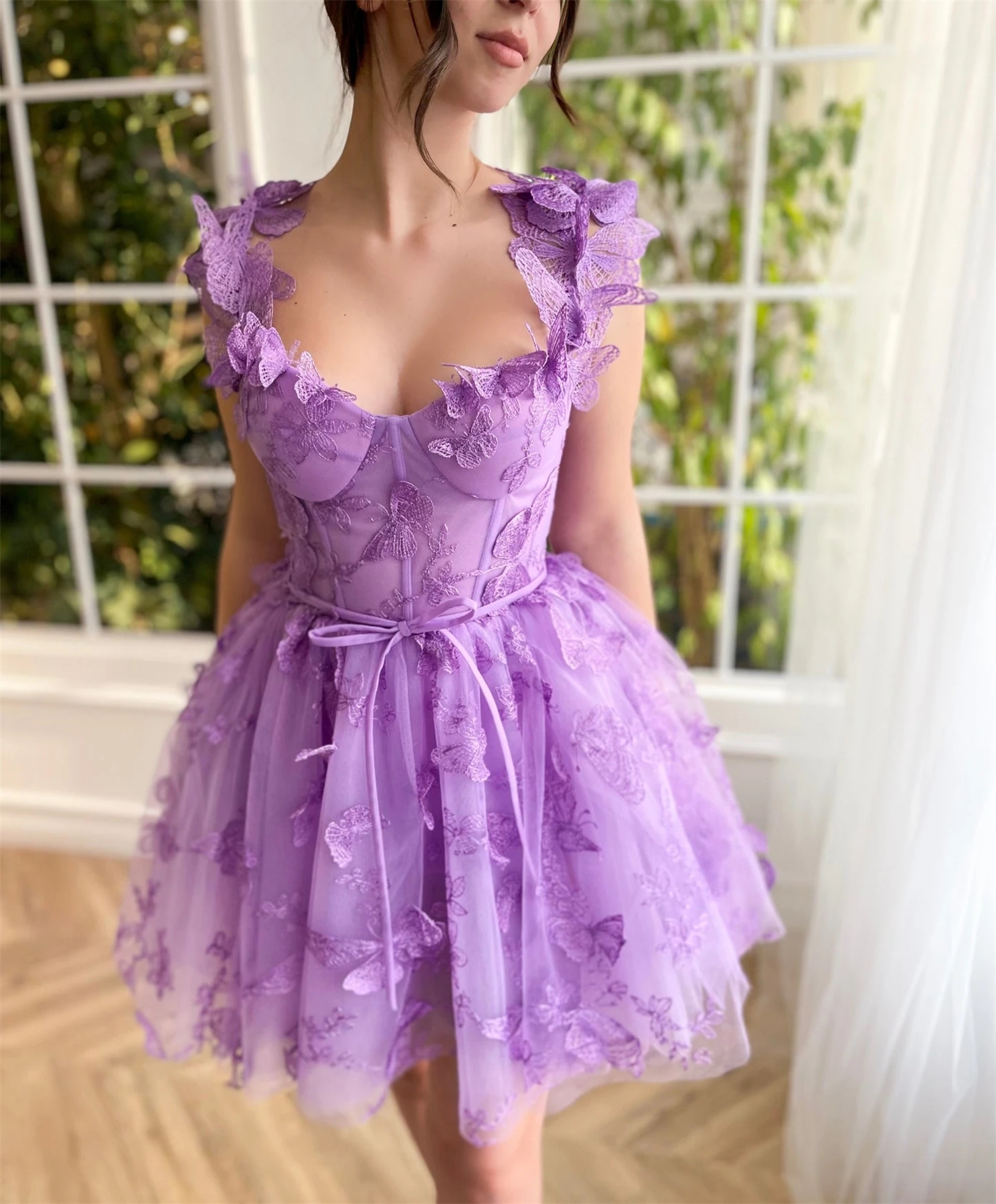 Fashion Sweetheart Short Cocktail Dresses For Teens 2024 Butterfly Lace Appliques Evening Ball Gowns Party Homecoming Dress Robe De Soiree