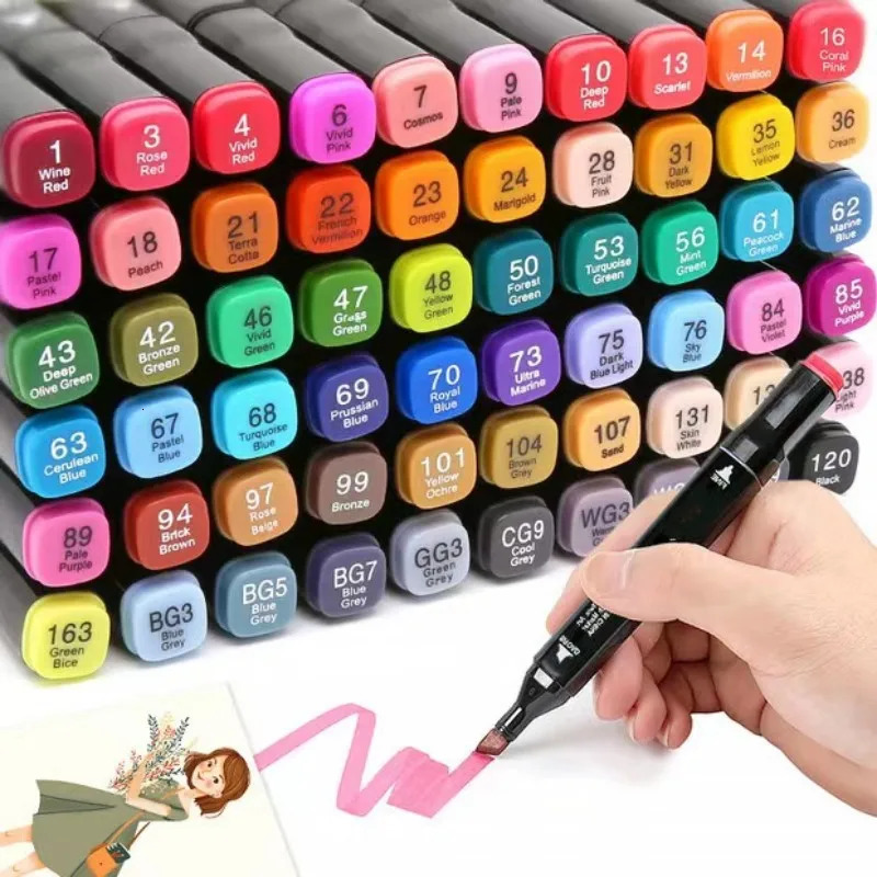 Kids Drawing Toys Double Headed Art Marker Pen Set for Draw Sketching Alcohol Oily Based Markers Graffiti Manga Supplies 240522