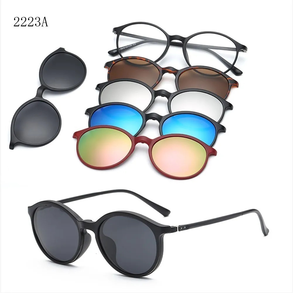 6 In 1 Custom Men Women Polarized Optical Magnetic Sunglasses Clip Magnet Clip on Sunglasses Clip on Sun Glasses Frame 240515