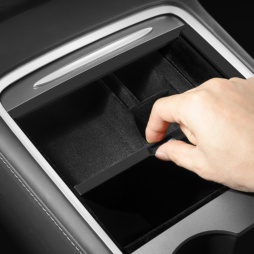 2pcs Car Center Console Organizer Cubby Drawer Console Storage Box Auto Interior Accessories for Tesla Model 3 Model Y 2021-2022