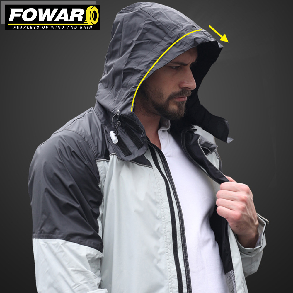 Motorcycle Raincoat Reflective Waterproof Biker Clothing Scooter Motorbike Accessories Top And Bottom Set Men Women S-2XL