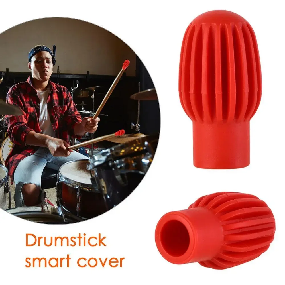 2pcs/4pcs drum mute silicone sleeve weaker silencer practice tips drumstick head rubber sleeve