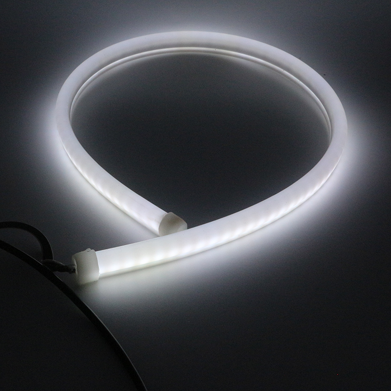 2Pcs 12V 24V 60cm DRL Flexible Tube Headlight Strip Light Universal Daytime Running Light Angel Eyes Turn Signal Lamp 24V Van