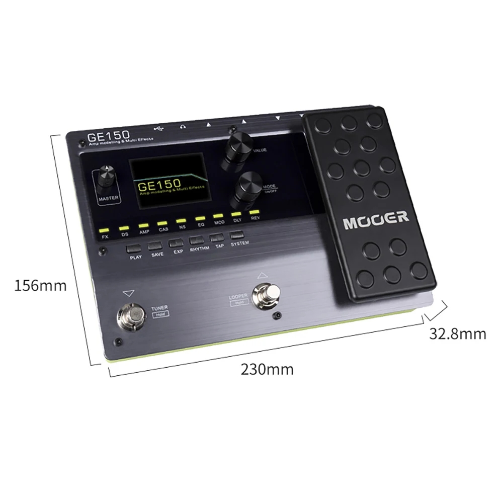 MOOER GE150 Digital Tube AMP Modelling Guitar Multi-Effects Pedal Processor 55 AMP Models 9 Effect Types Loop Recording (80S)