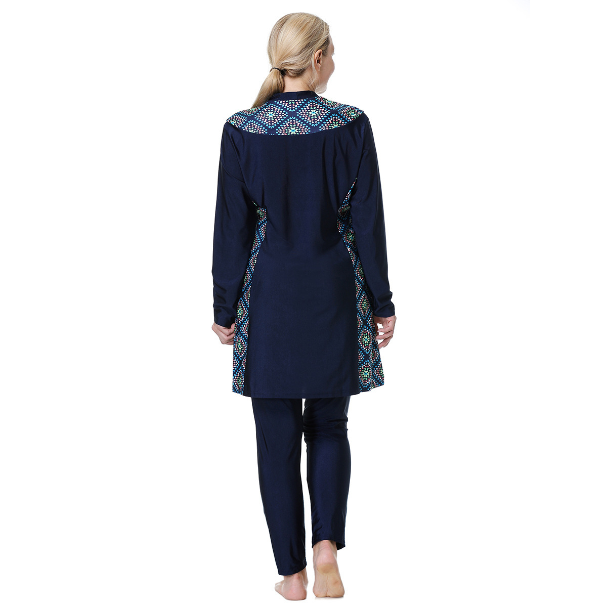 3 Piece Set Print Muslim Swimwear Women Long Sleeve+Top Hat+Pant Swimsuit Khimar Dubai Turkey Islam Clothing Burkini Mujer 2024