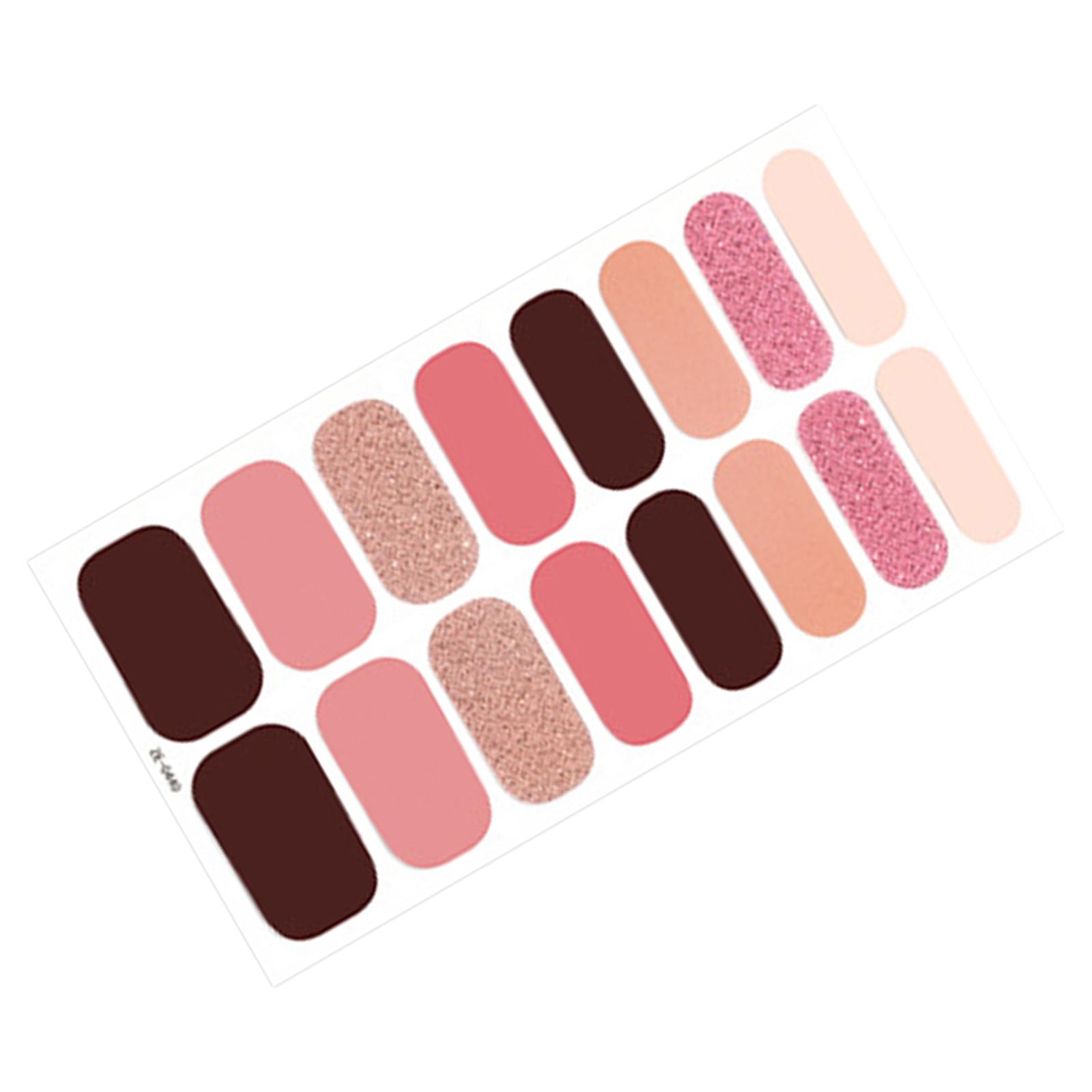 16 Pieces Nail Gel Polish Strips with Nail File Gel Nail Stickers Full Wraps Nail Polish Stickers for Women Girls Birthday Gifts