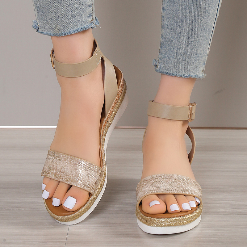 Amkle Strap Wedge Sandals for Women Summer 2023 High Heel Open Toe Buckle Gladiator Shoes Woman Non Slip Platform Sandals Female
