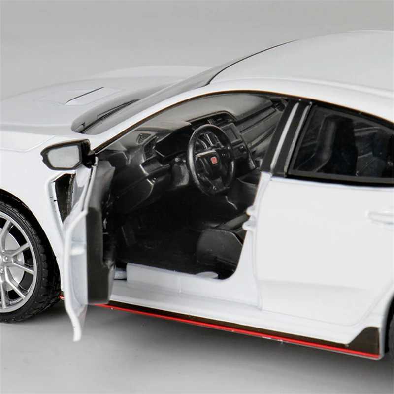 Diecast Model Cars 1 24 HONDA CIVIC TYPE R Alloy Sports Car Model Diecast Toy Vehicle Metal Racing Car Model Sound and Light Collection Kids Gift