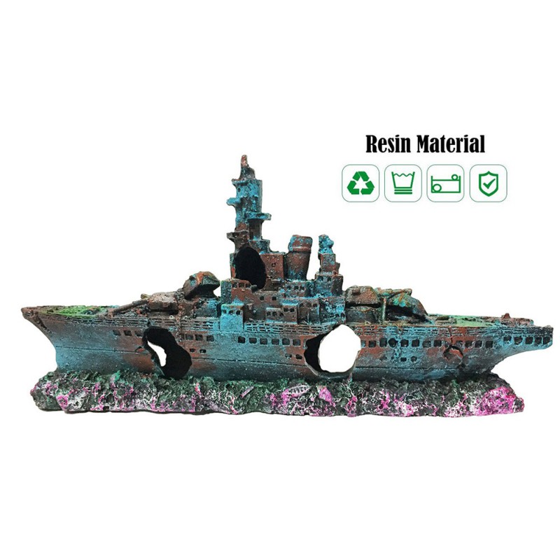 1PC Aquarium Fish Tank Decorations Landscape Pirate Ship Wreck Ship Decor Resin Boat Ornament Aquarium Accessories Decoration