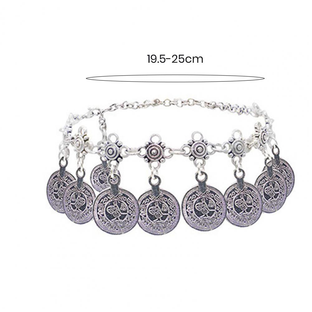 Bohemian Women Anklet Vintage Ethnic Style Hollow Round Metal Charm Adjustable Beach Foot Chain Ankle Bracelet Foot Jewelry Gift