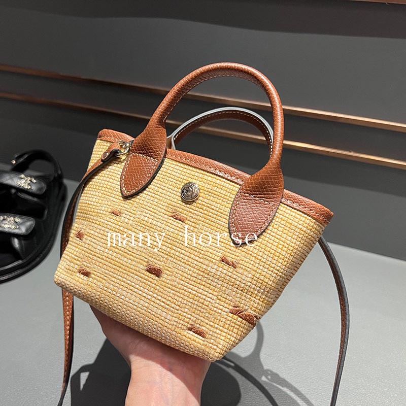 Shoulder Bags Fashion French mini straw bag small hand carry Tote shoulder crossbody womens bag vegetable mini vegetable basket