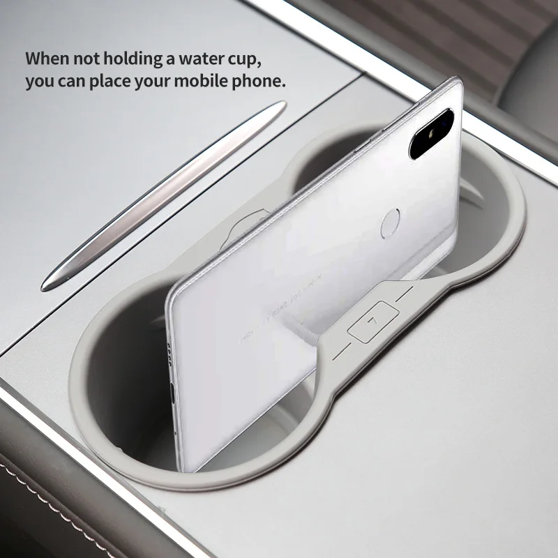 MY TPE Cup Holder for Tesla Model Y 3 2023 Center Console Organizer Non-slip Silicone Water Insert Double Hole Car Accessories