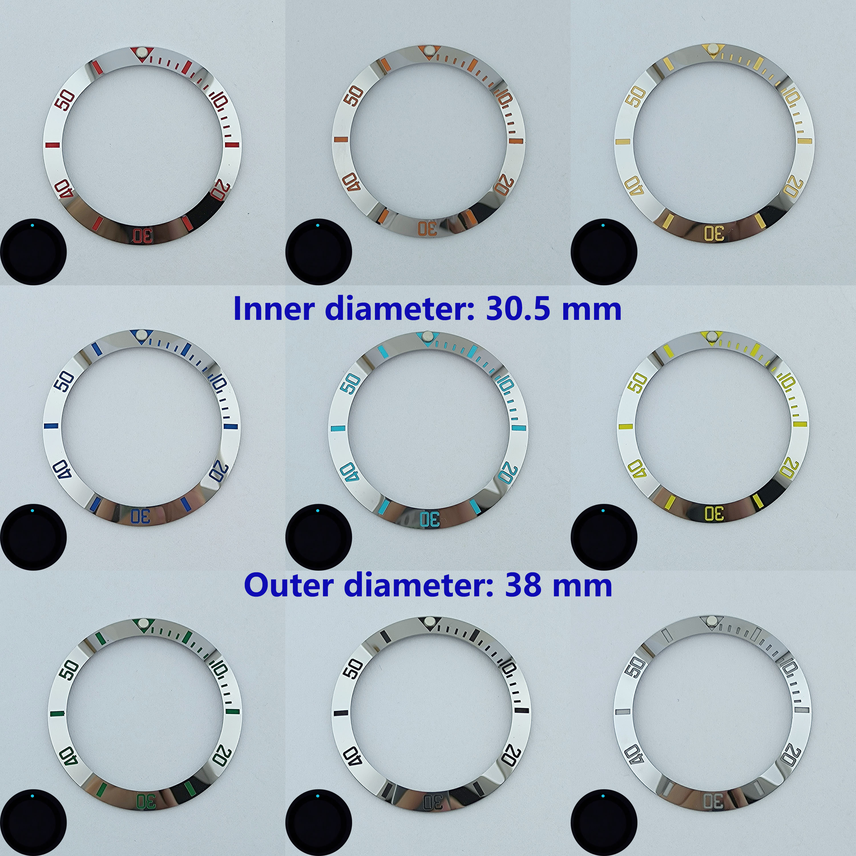 38mm ceramic/aluminium insert bezel watch green/blue luminous bezel is tilted for 40mm SUB case watch accessory repair tool