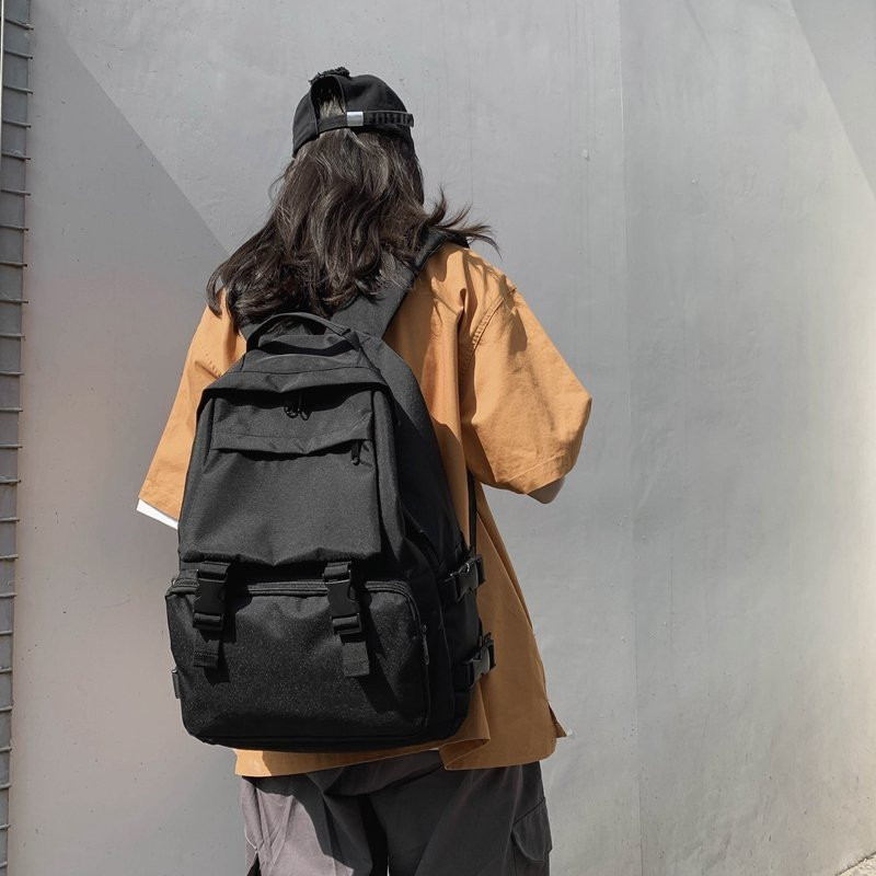 Unisex Shoulder Backpack Casual Solid Color Hiking Backpack Outdoor Sport School Bag Large Capacity Travel Laptop Rucksack