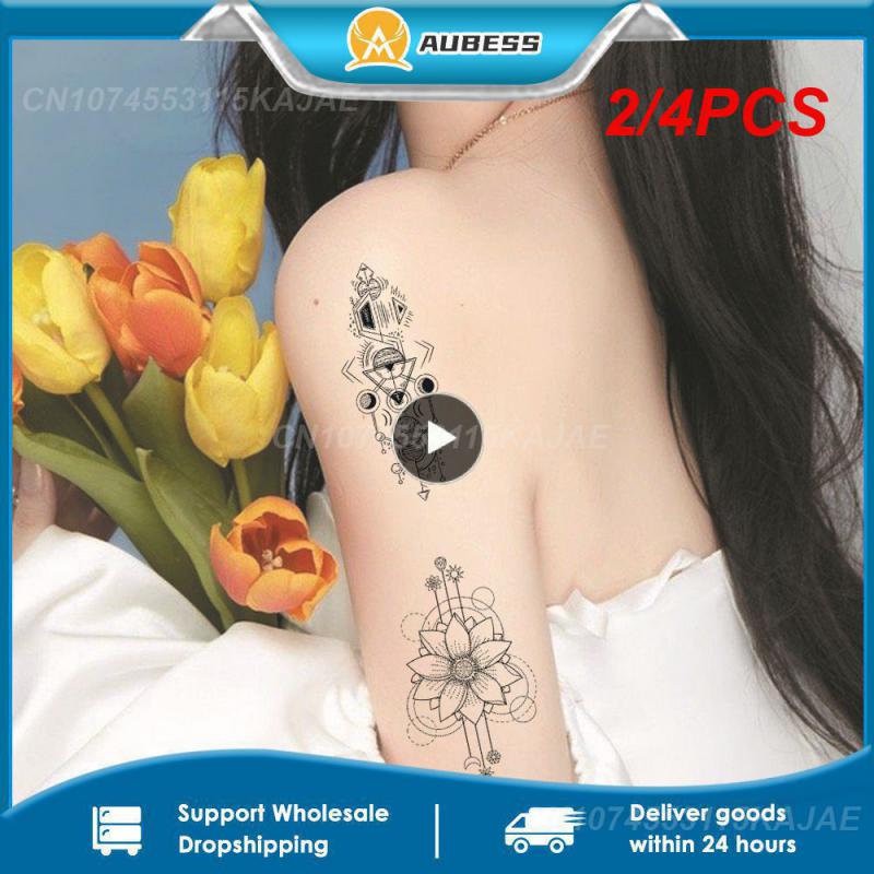 Black And White Sketch Tattoo Stickers Water Transfer Tattood Girl Easy To Clean Vivid Colors Rich Styles