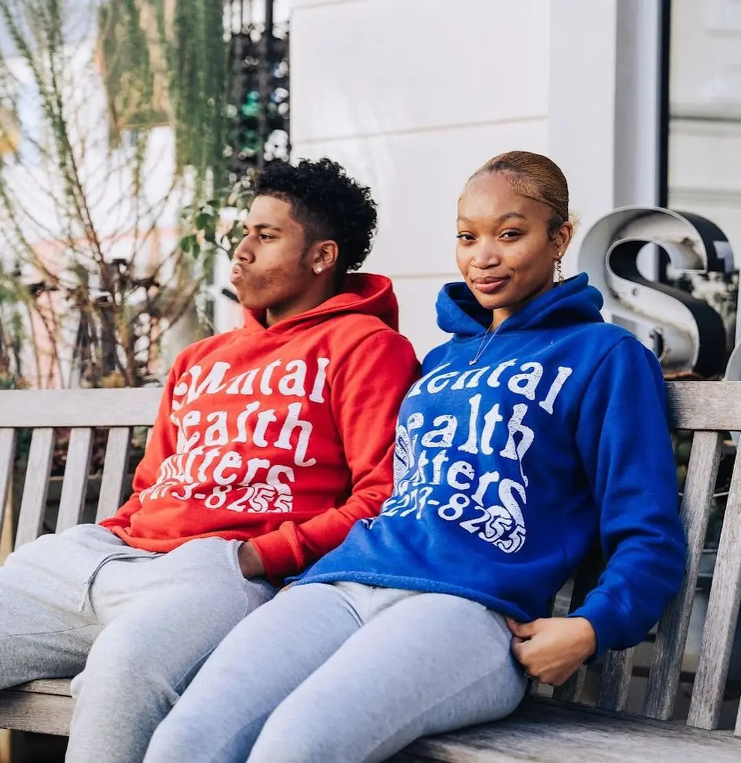 Retro street Mental Health Matters hoodie mens and womens longsleeved casual loose y2k Couples clothing sweatshirts 240508