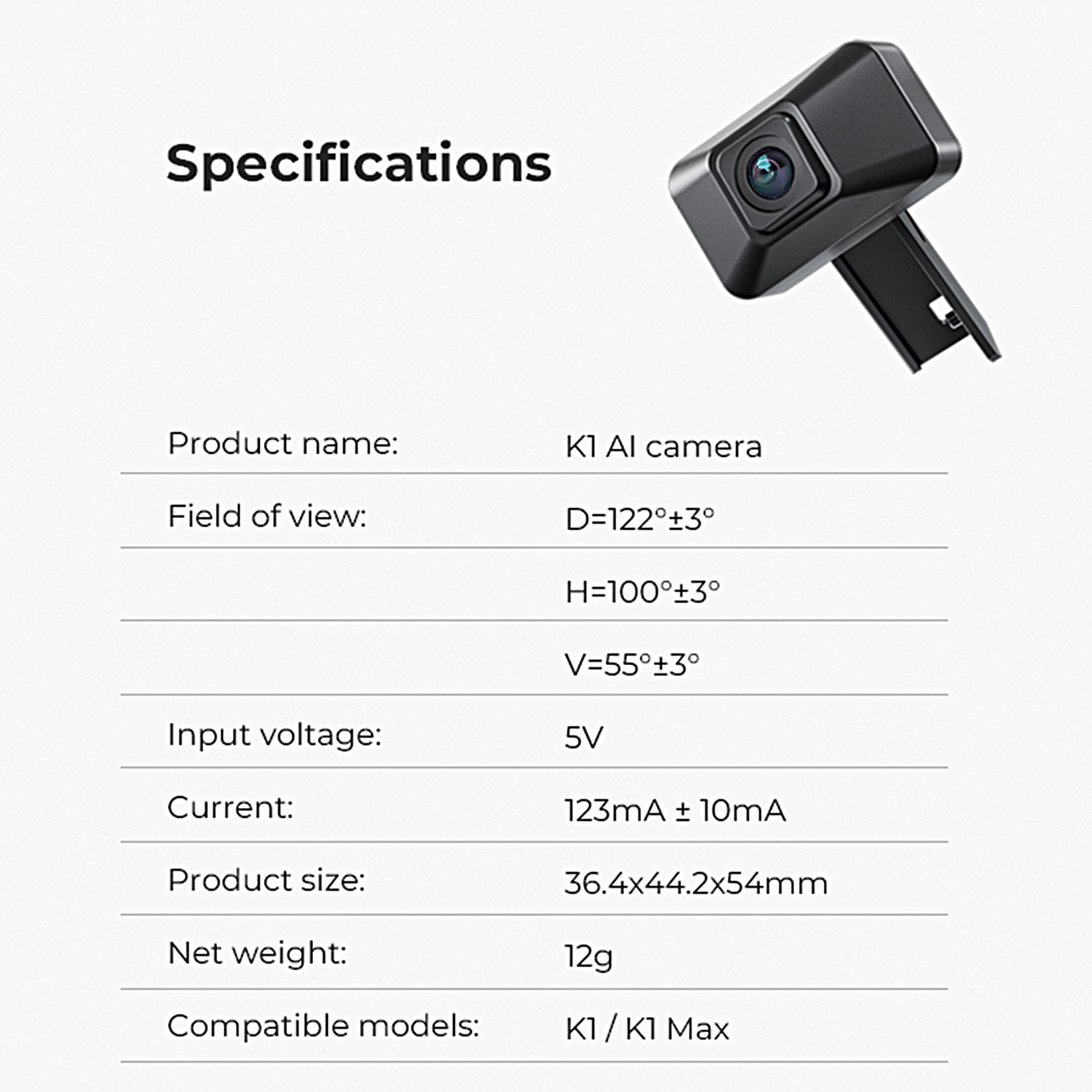 Creality K1 AI Camera Control Intelligent Assistant Support Real Time Viewing and HD Quality Time-lapse Filming Suitable for K1