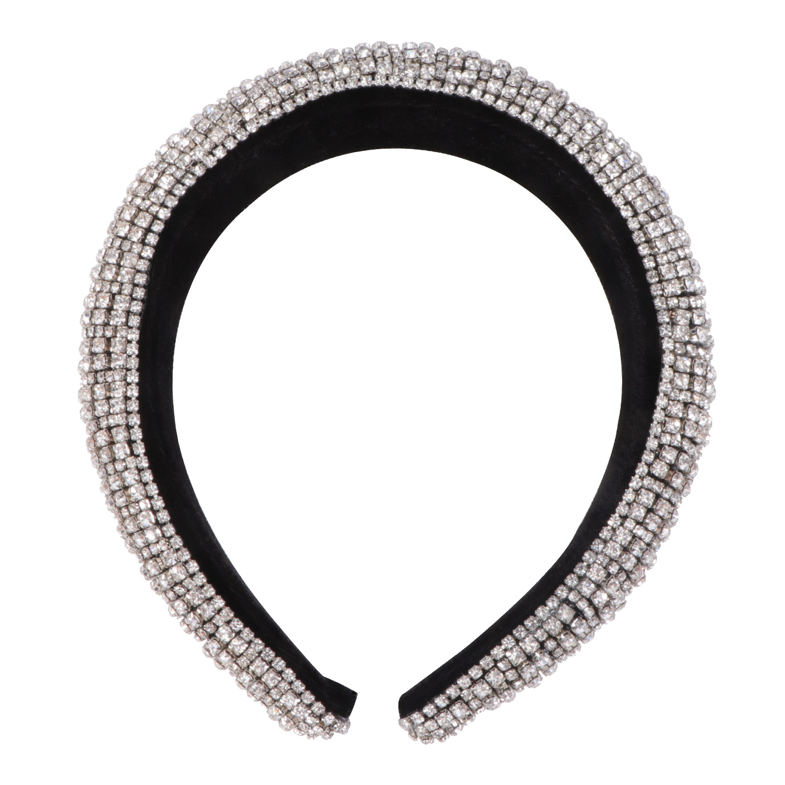 Rhinestone Wide Headband Baroque Hair Band Headpiece Vintage Wedding Tiara for Lady ( Silver )