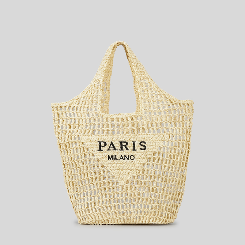 Casual Hollow Straw Women Shoulder Bags Designer Letters Handbags Paper Woven Large Tote Bag Handmade Summer Beach Purses 2023