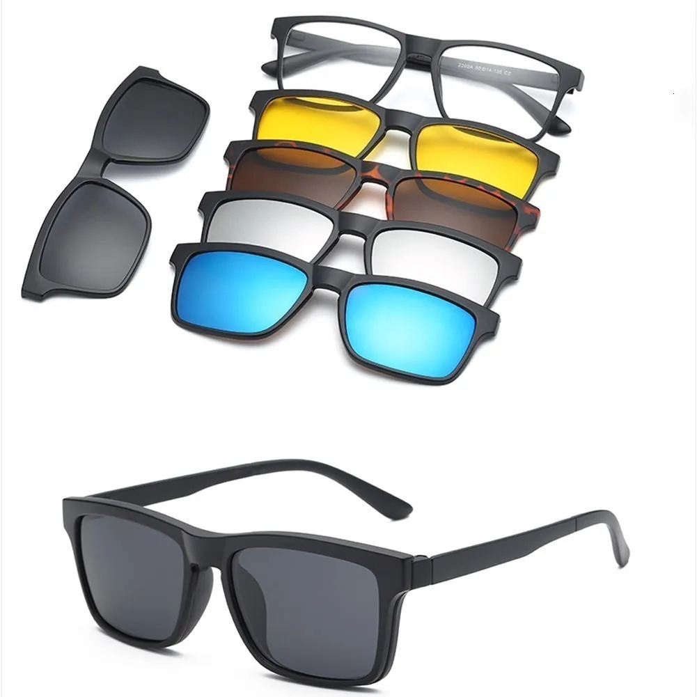 6 In 1 Custom Men Women Polarized Optical Magnetic Sunglasses Clip Magnet Clip on Sunglasses Clip on Sun Glasses Frame 240515