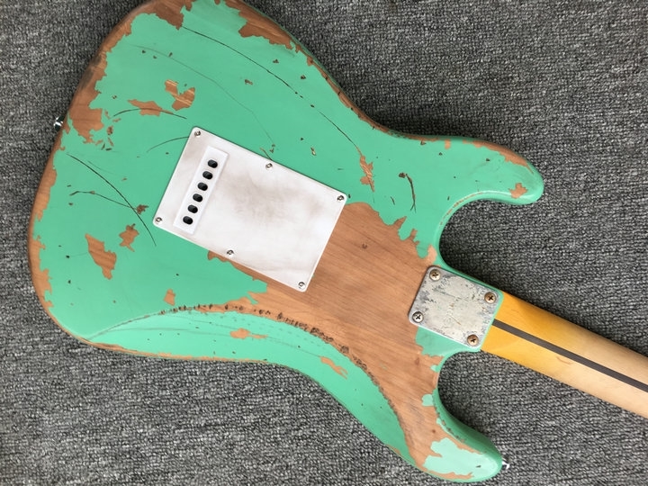 Aged Green ST Electric Guitar Alder Body maple Fretboard Chrome Hardware Free Delivery