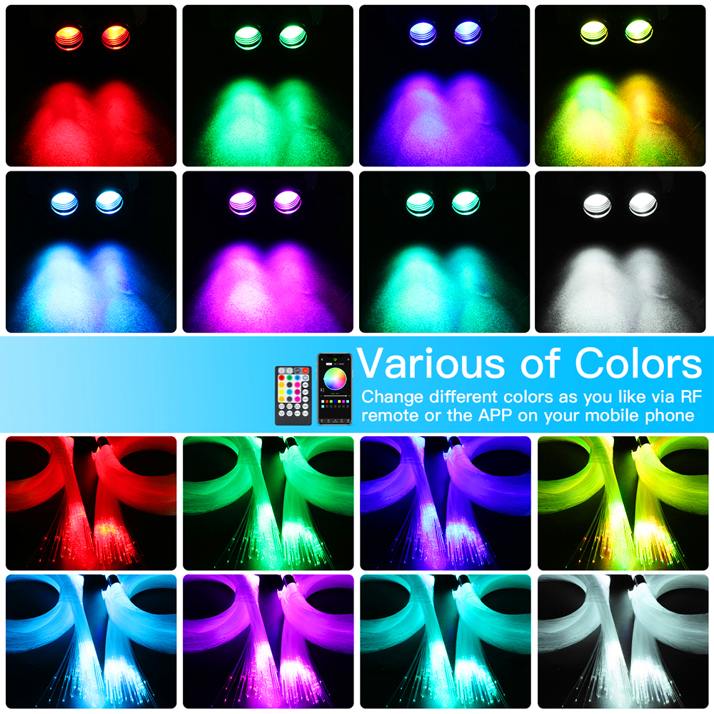 DC12V 16W Twinkle Fiber Optic Star Ceiling Lights Kit RGBW Car Roof Star Light Smart App Sound Control Starry Sky Ceiling Lamp