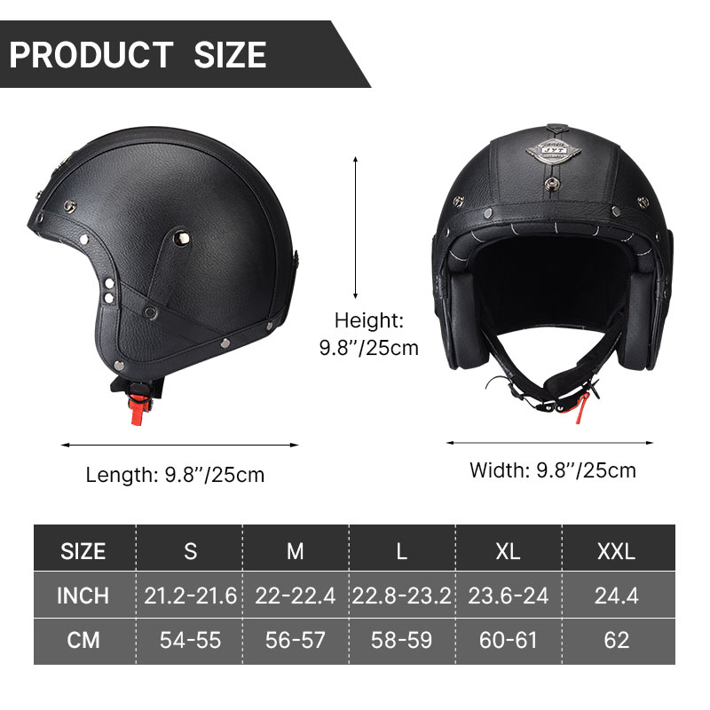 PU Leather Retro Vintage Motorbike 3/4 Open Face Casco Moto Helmet Motorcycle Helmets With Goggle Mask For Adult