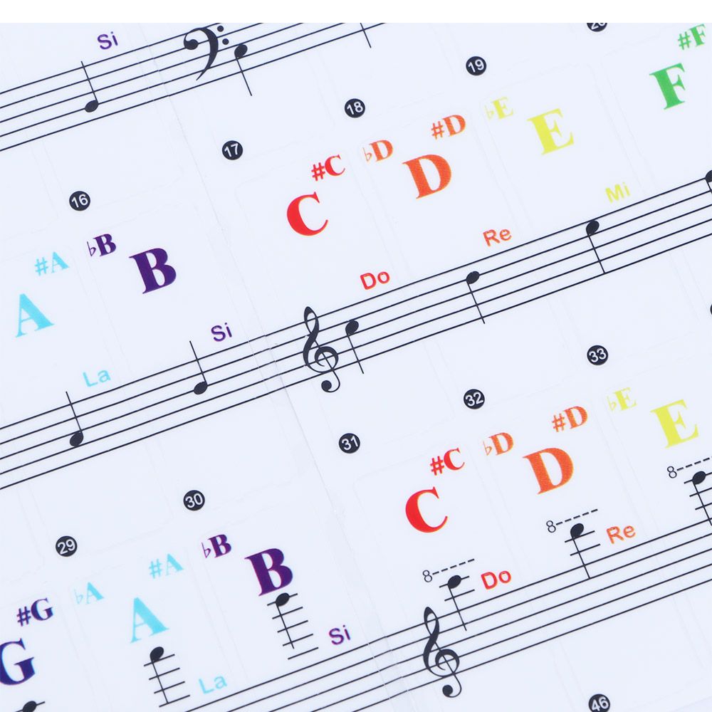 Sticker Symbol 88Keys Adhesive Electronic Keyboard Key Keys Sticker Piano Keyboard Stickers Piano Stave Note Note Sticker