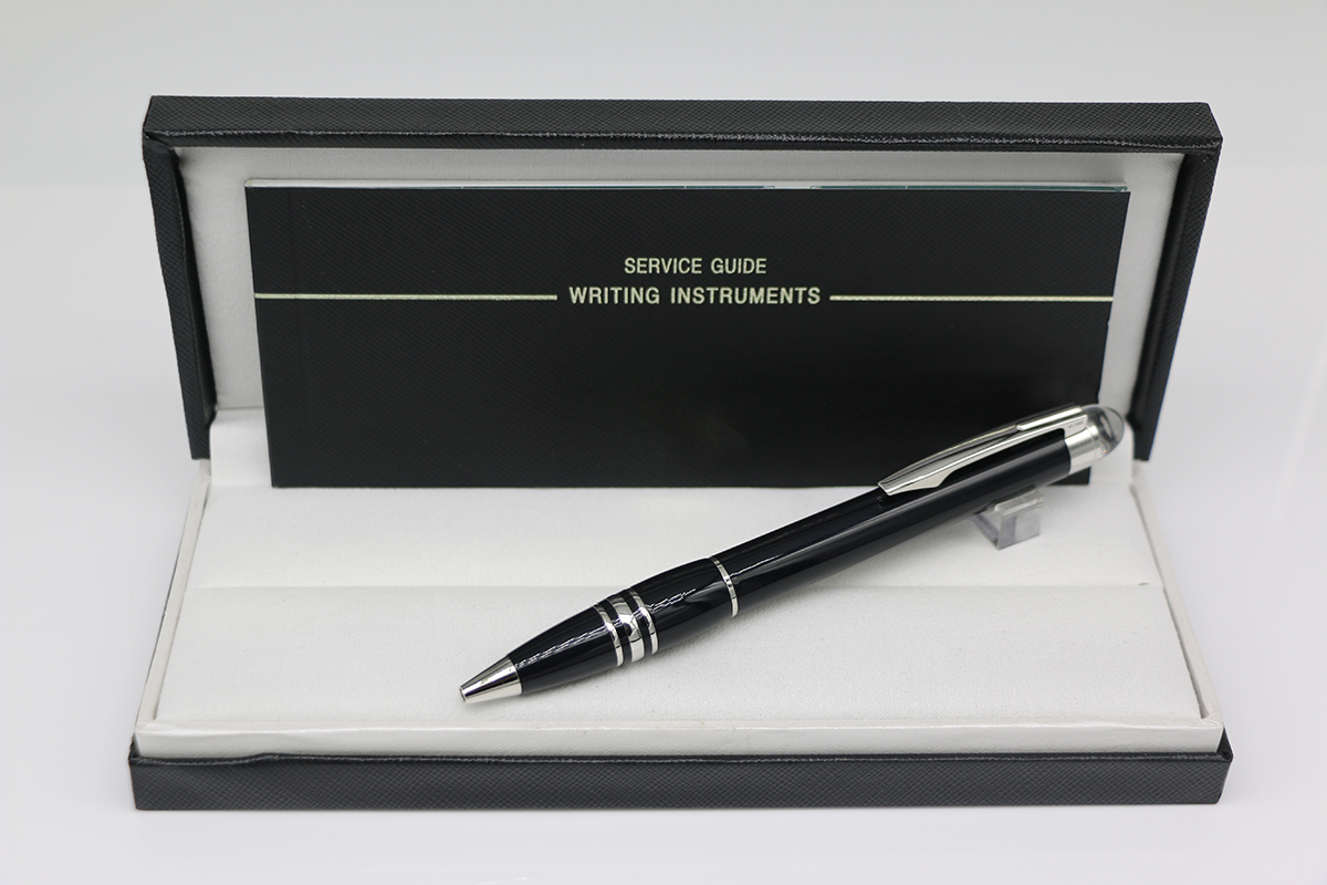 Classi Ballpoint pen up black down silver body Crystal head cover lattice Stainless steel Silver Trim with series number school&office stationery writ