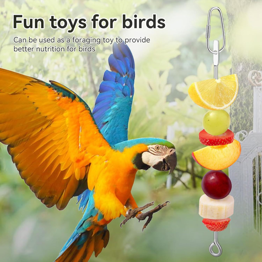 5PCS Bird Skewer Bird Food Holder Bird Feeder Stainless Steel Parrot Skewer Fruit Vegetable Holder Foraging Hanging Food Feeder