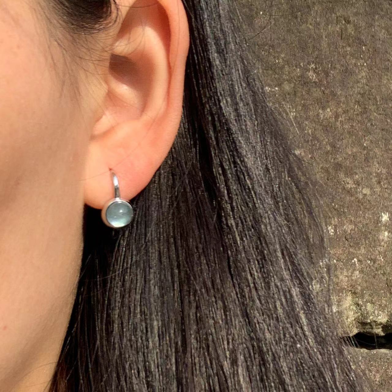 Natural Aquamarine Drop Earrings for women 925 Sterling Silver Plated Jewelry Gift Blue Simple Jewelry Classic