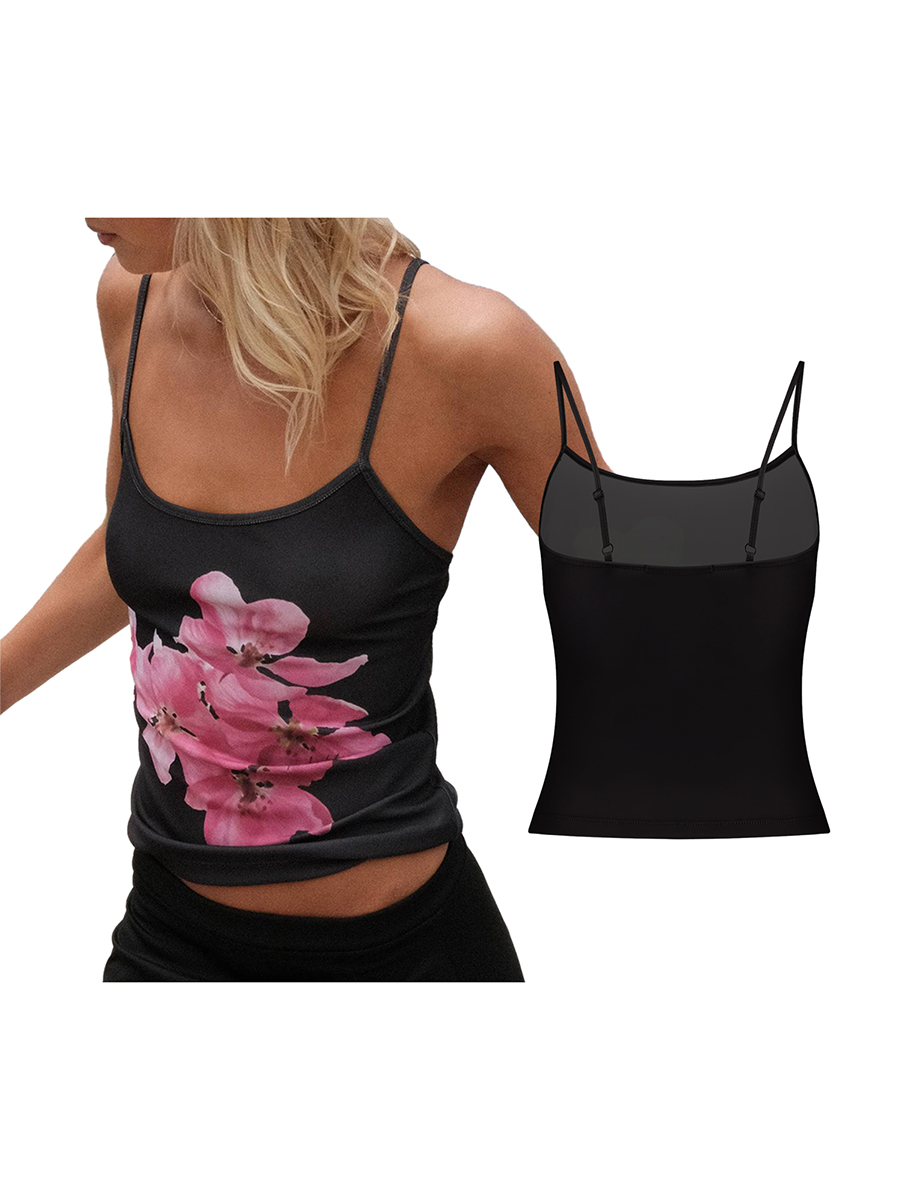 Hot Going Out Tank Top for Women Sexy Lace Cami Crop Top Flower Print Slim See Through Sheer Mesh Camisole 2000s Clothes y2k Top