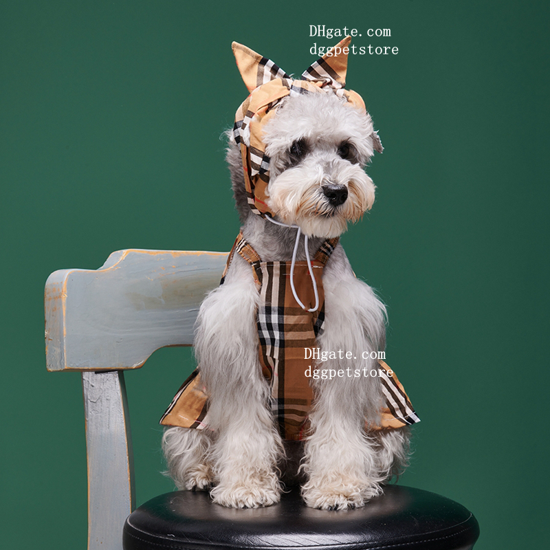 free shipping Designer Clothes Apparel ic Plaid Dresses with Headband Summer Pet Princess Skirt for Dog Cat Schnauzer French Bulldog Dress XXL Y86