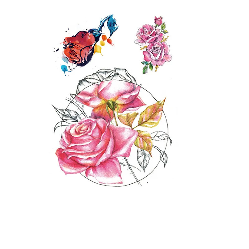 Sexy Temporary Tattoos For Women Girl Tattoo Kit Realistic Flower Butterflies Abdomen Chest Waist Back Apply False 240521