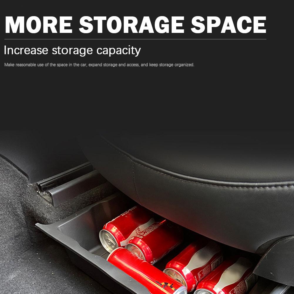 for Tesla Model Y Storage Under Seat Drawer Hidden Storage Box TPE Texture 100% Fit Unlock Car Storage Space Car Accessories