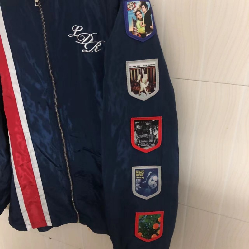 2024 New Lana Del Rey Embroidered Patch Racing Jacket Commemorative LDR Navy Blue Men's & Women's Racing Jacket T-Shirt Clothing