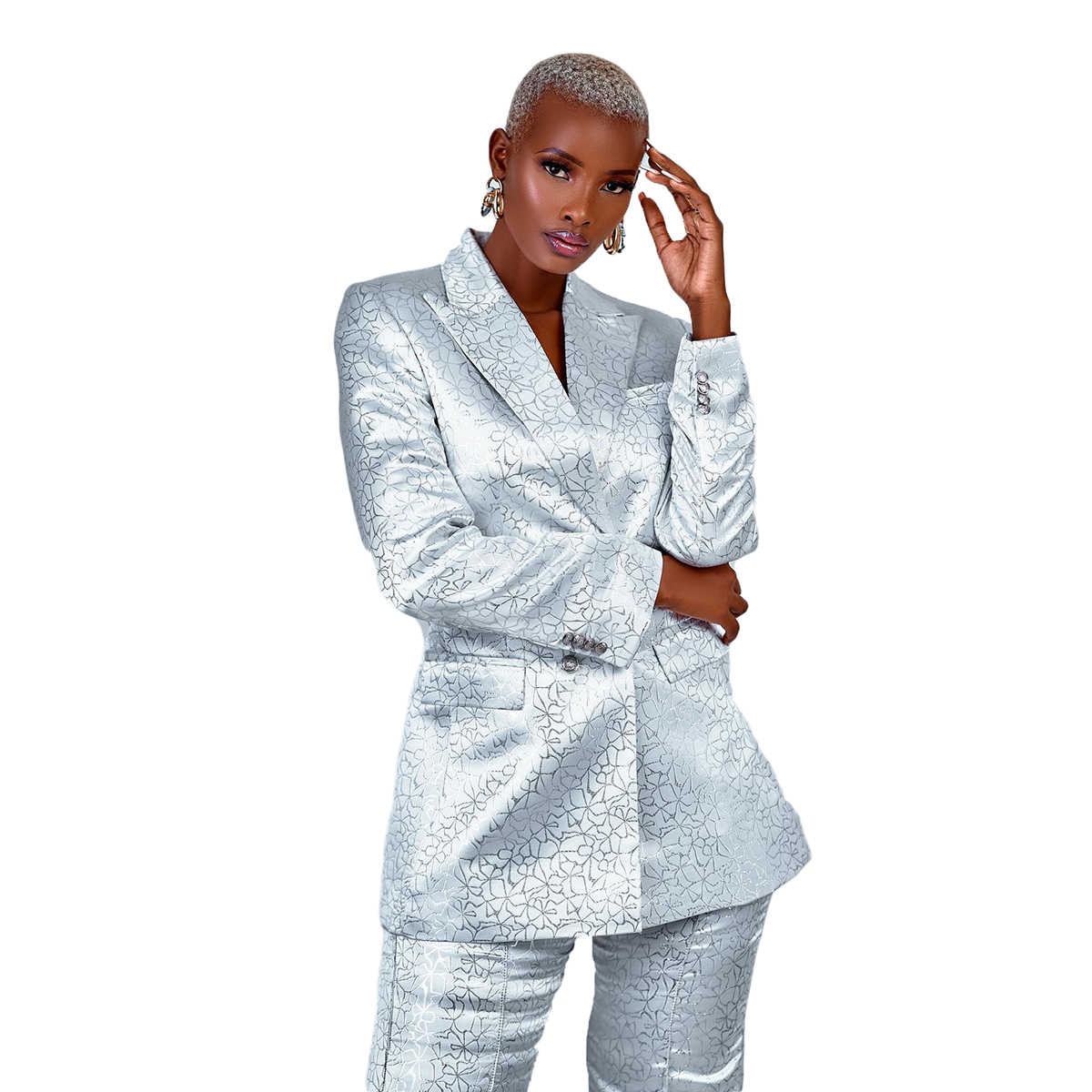 Printed Pattern Mother Of The Bride Suits Peaked Lapel Loose Evening Party Women Tuxedos For Wedding 2 Pieces