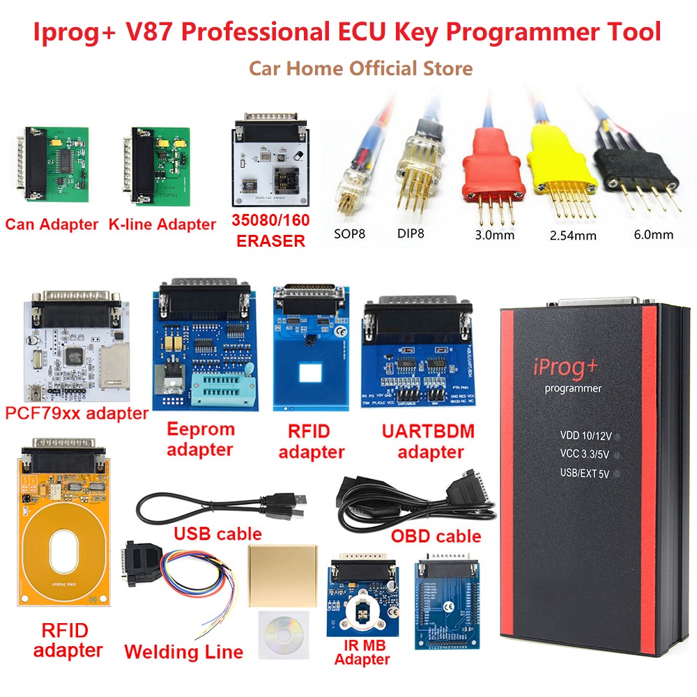 Newest Iprog+ V87 Professional ECU Key Programmer Tool Support Eeprom IMMO and Reset Car Radio Reset Dashboard Kilometer