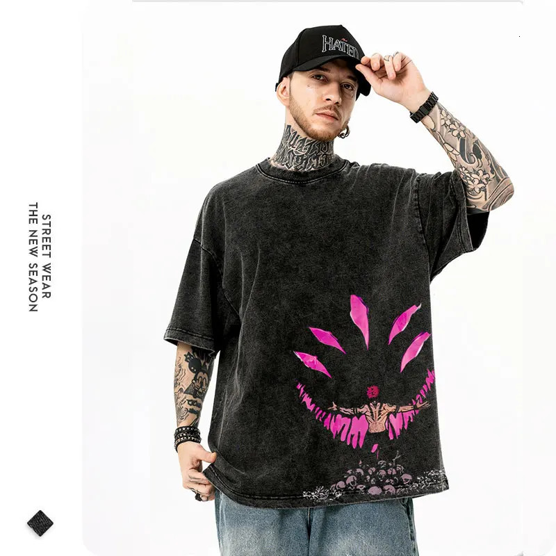 Anime Ryomen Sukuna T Shirt Vintage Washed Satoru Gojo Tshirts Men Streetwear Short Sleeve Retro Manga Fushiguro Toji Tops Tees 240510